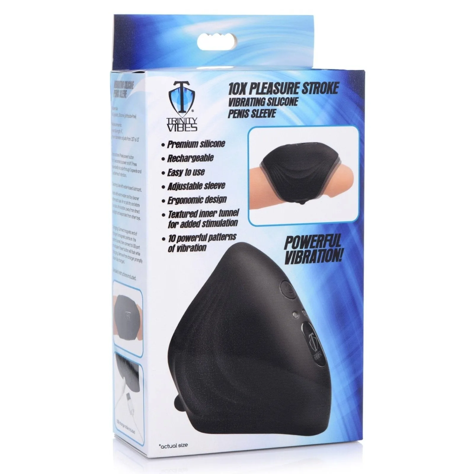 10x Pleasure Stroke Vibrating Silicone Penis Sleeve