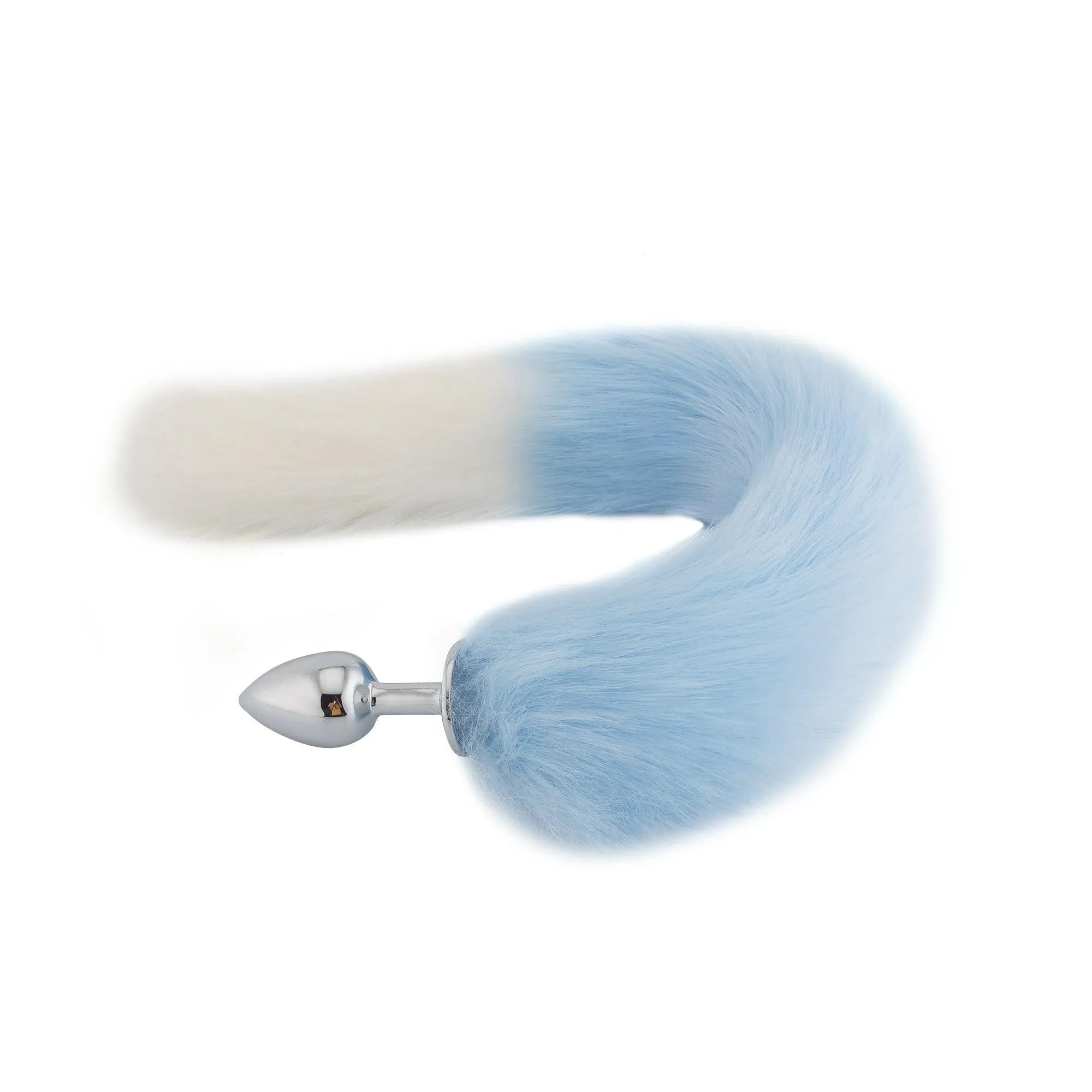 18 Light Blue with White Fox Tail Plug