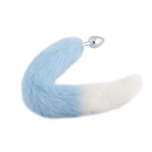 18 Light Blue with White Fox Tail Plug