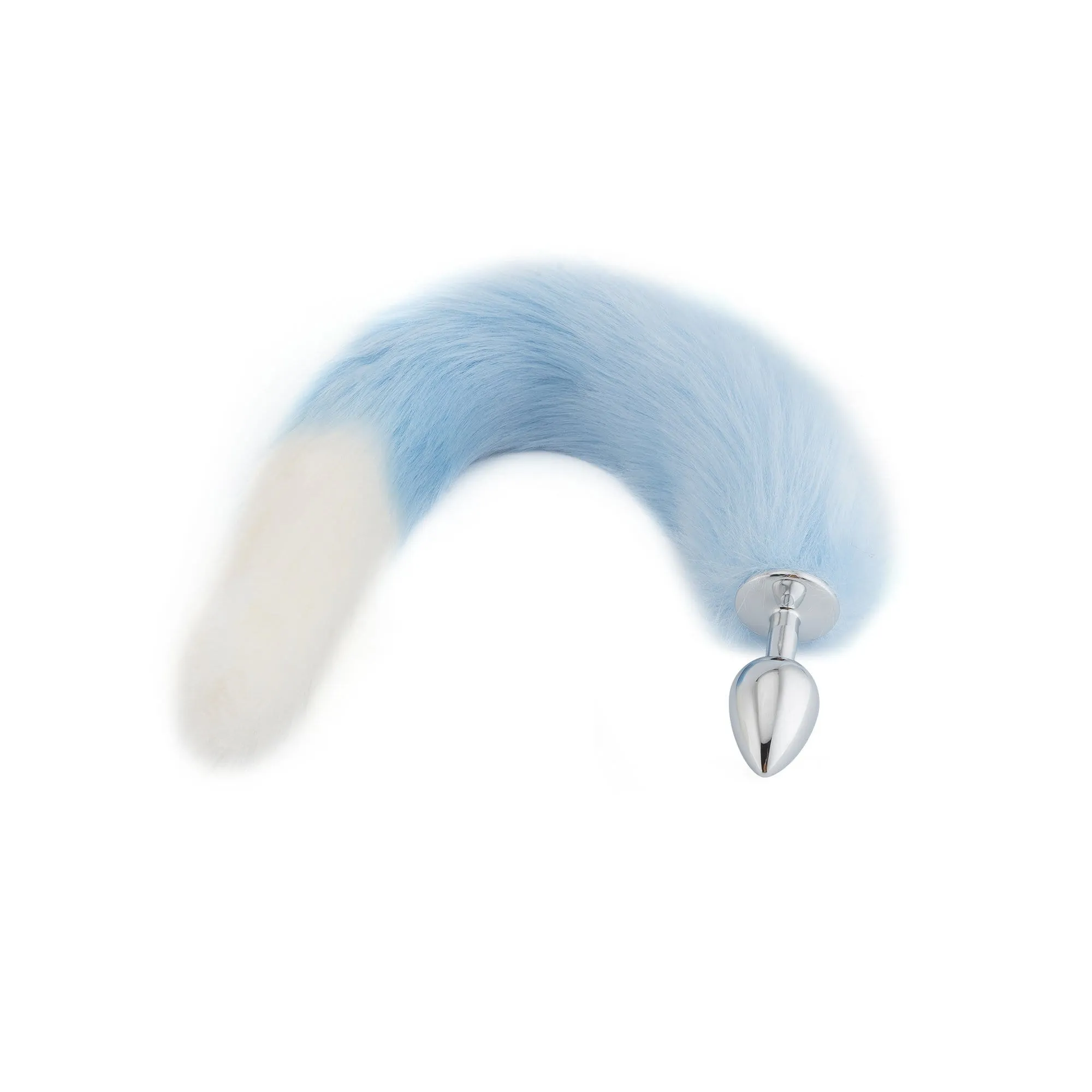18 Light Blue with White Fox Tail Plug