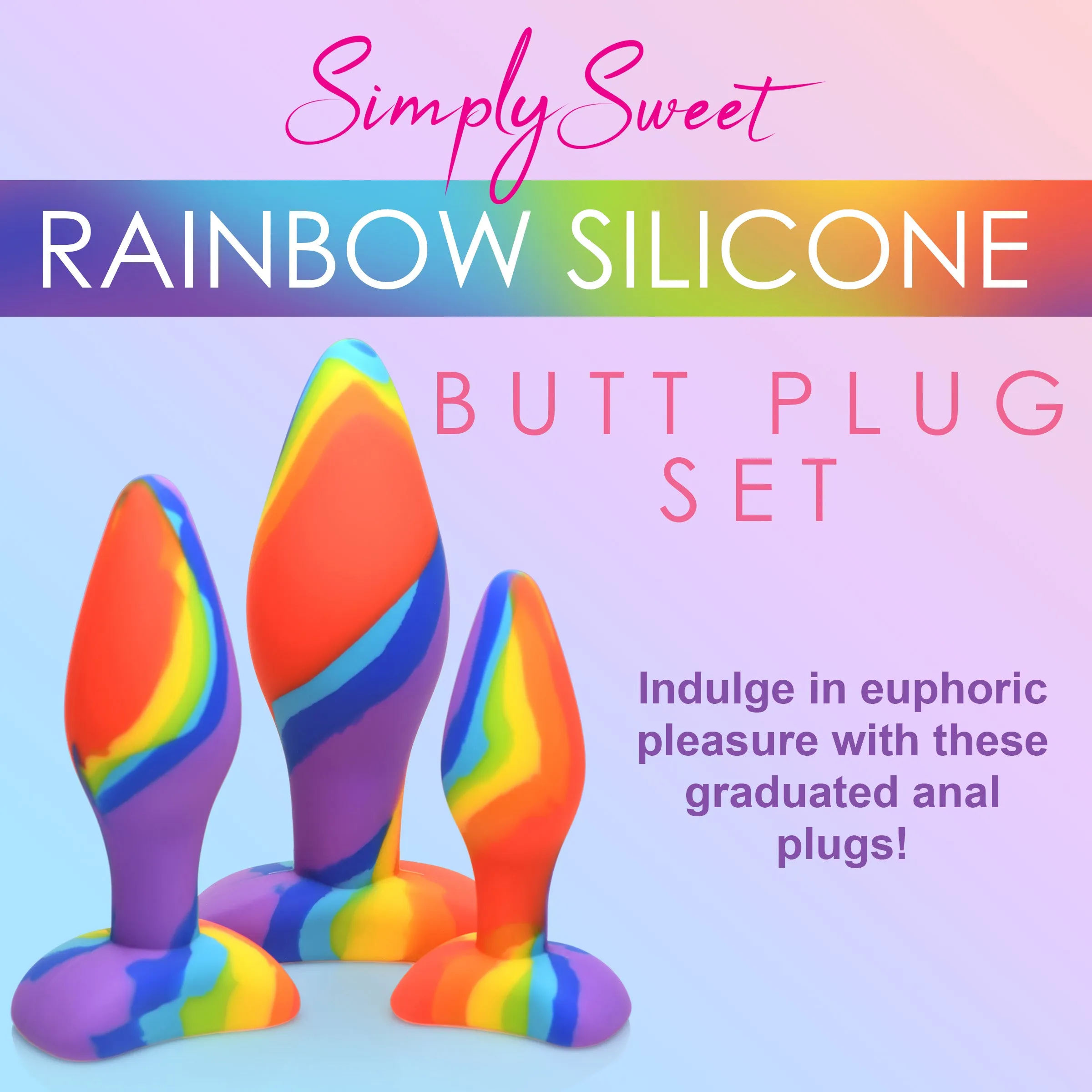 3 Piece Rainbow Butt Plug Set