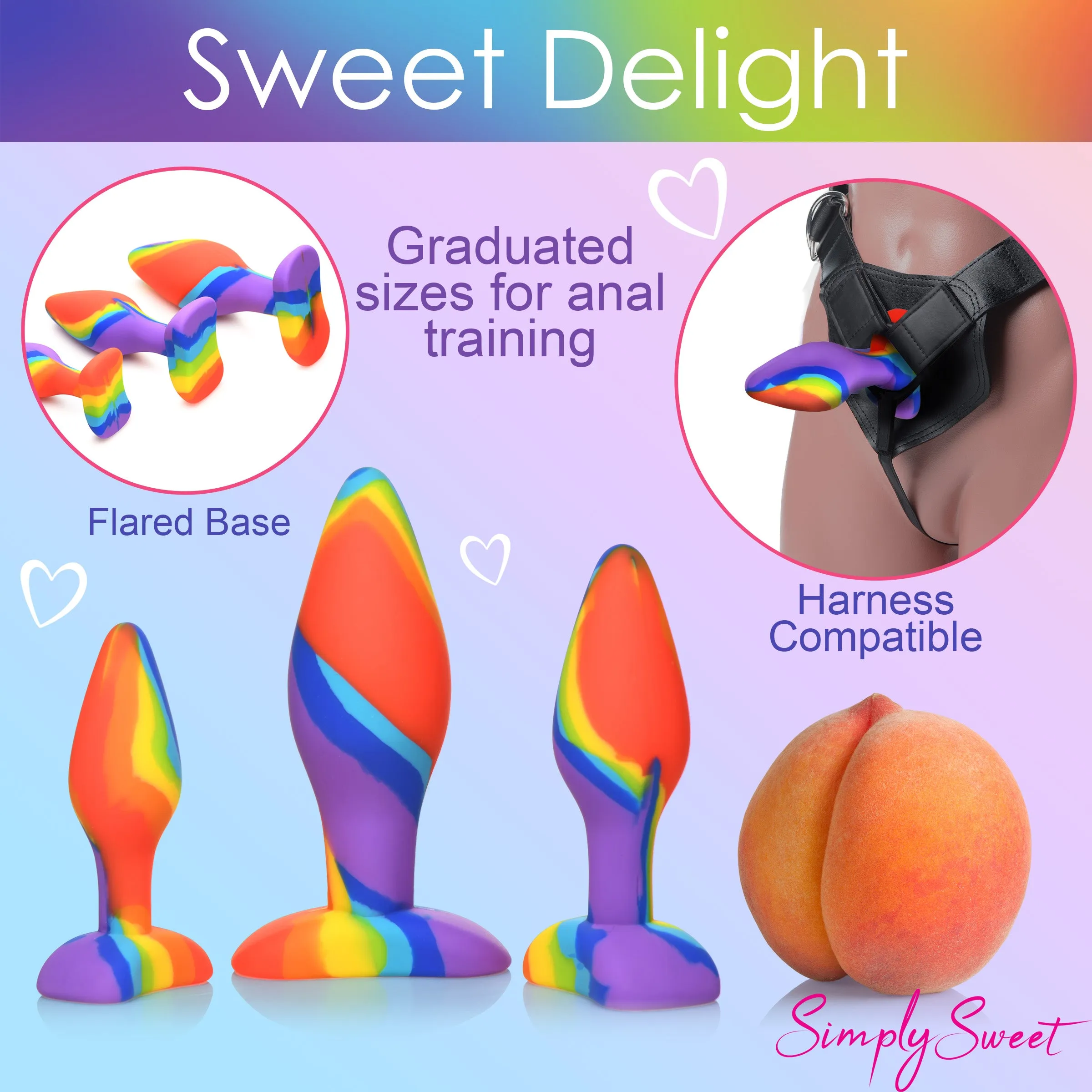 3 Piece Rainbow Butt Plug Set