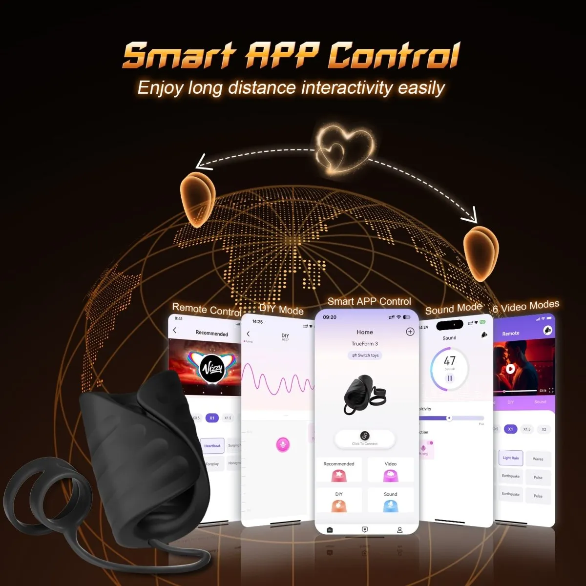 4 in 1 App Control Vibration and Pulsing Penis Trainer Male Toy with Cock Ring