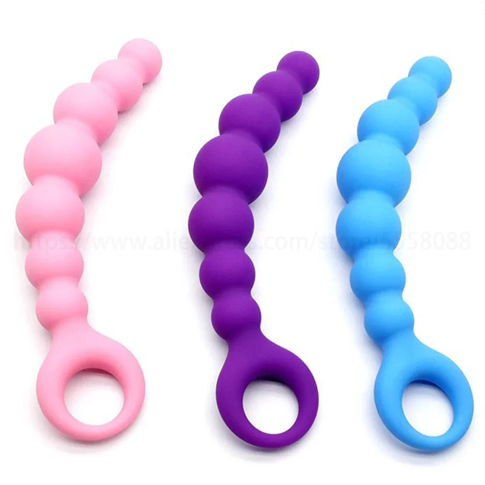 7 inch Anal Dildo Butt Plug - 7 Anal Beads Silicone Prostate Toys for Men Women