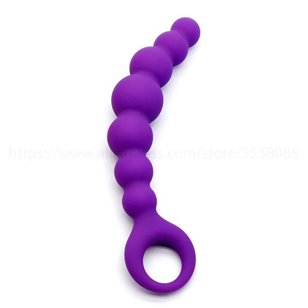 7 inch Anal Dildo Butt Plug - 7 Anal Beads Silicone Prostate Toys for Men Women