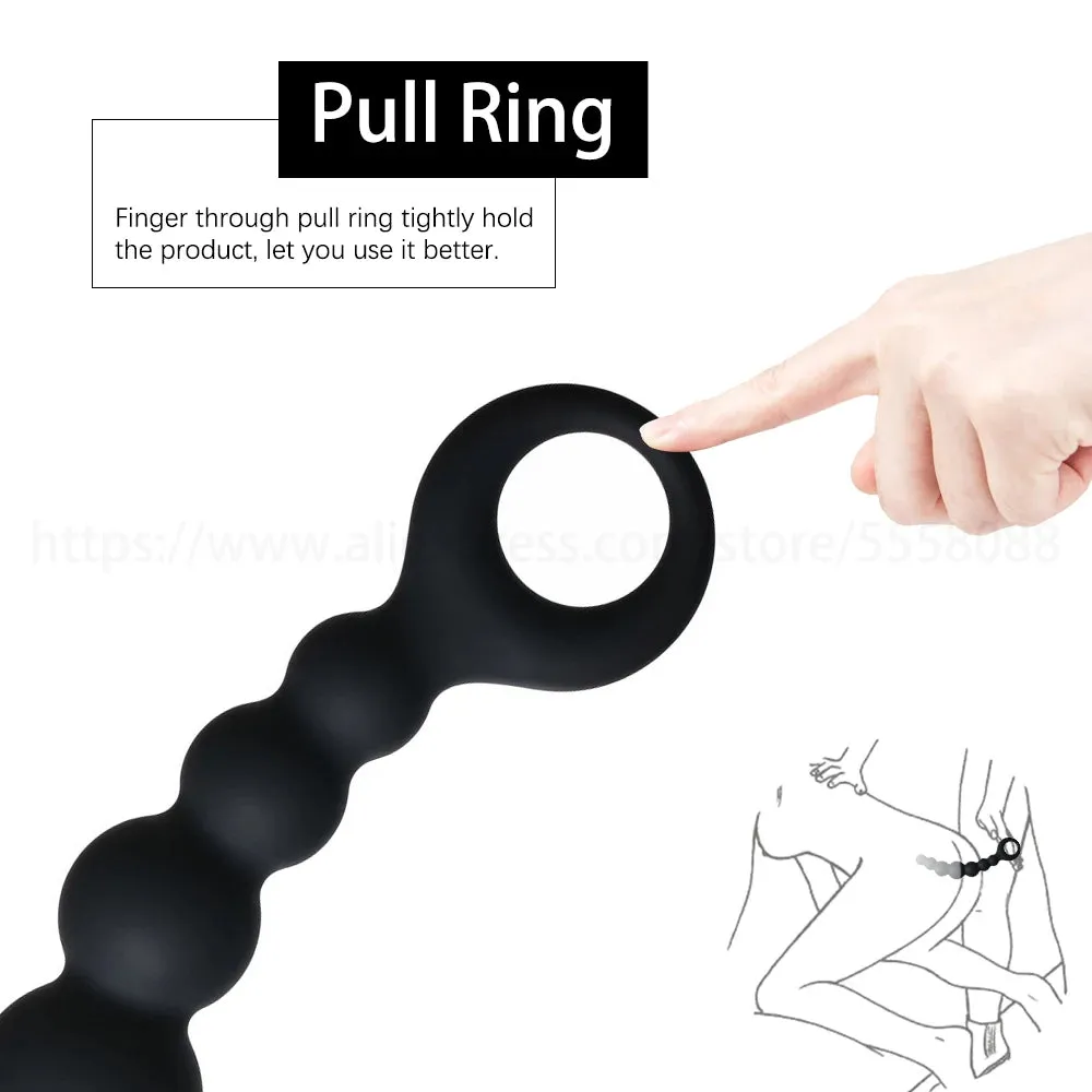 7 inch Anal Dildo Butt Plug - 7 Anal Beads Silicone Prostate Toys for Men Women