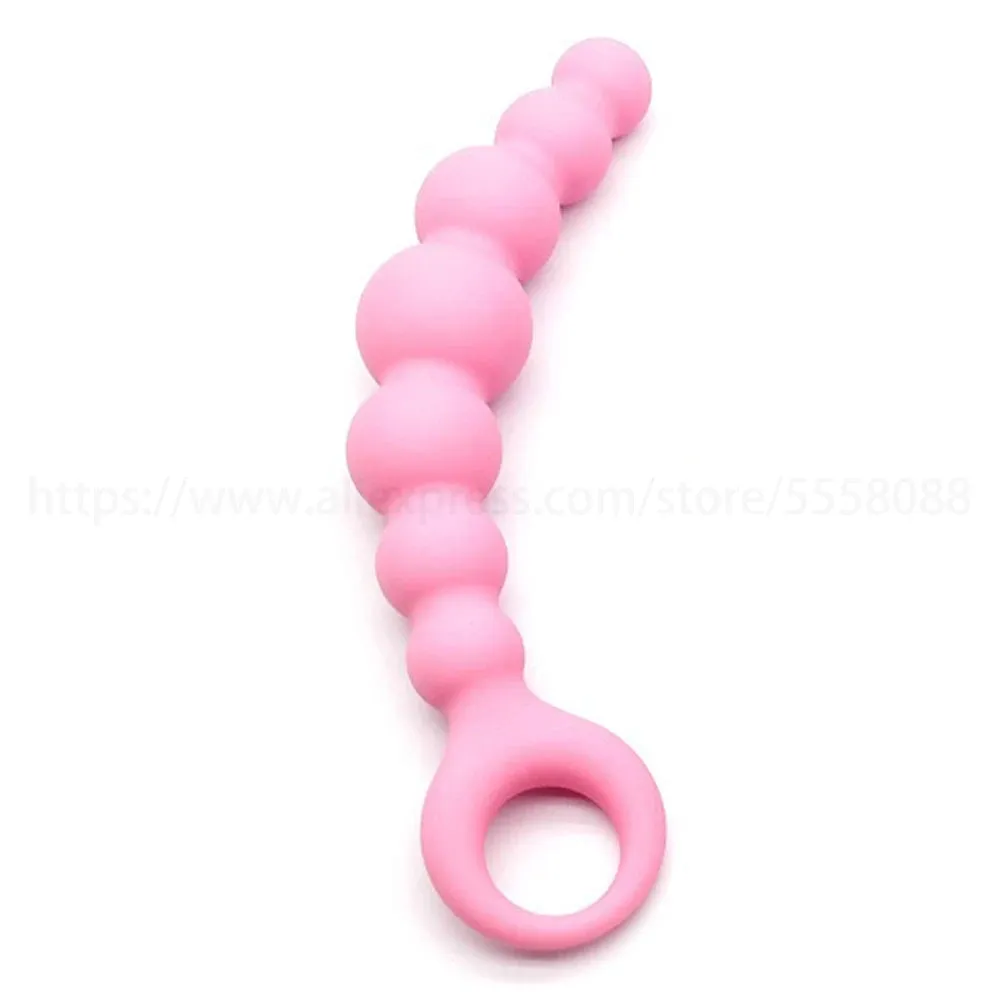 7 inch Anal Dildo Butt Plug - 7 Anal Beads Silicone Prostate Toys for Men Women