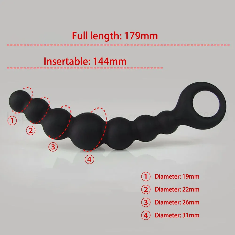 7 inch Anal Dildo Butt Plug - 7 Anal Beads Silicone Prostate Toys for Men Women