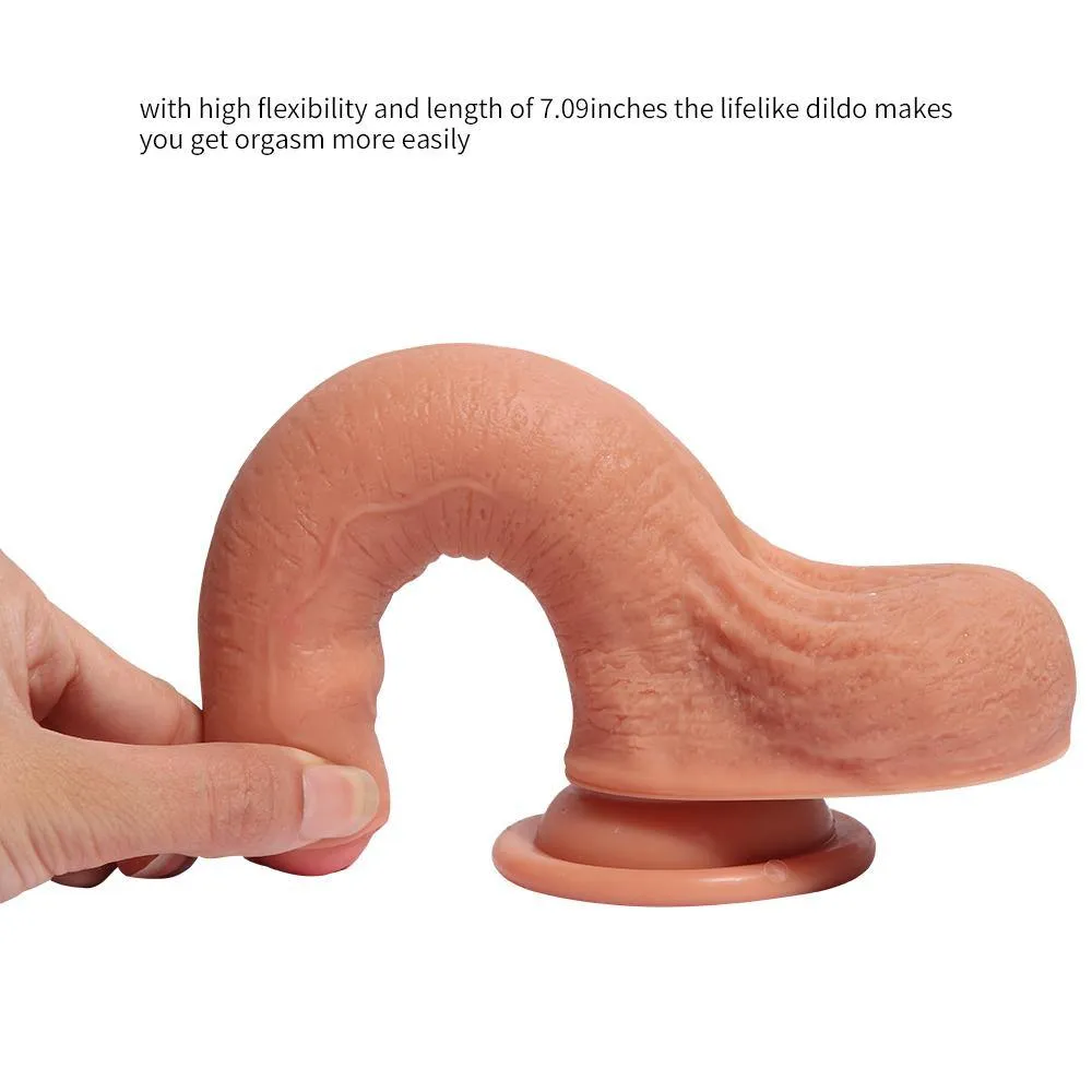 7.09 inch Foreski Silicone Dildo 5.12 inch Insertable Length