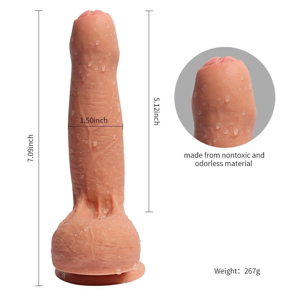 7.09 inch Foreski Silicone Dildo 5.12 inch Insertable Length