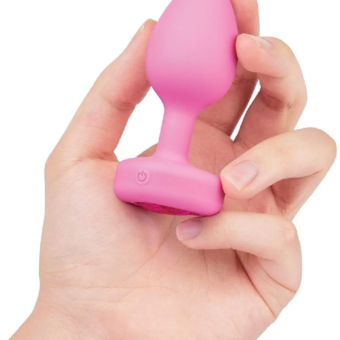 B-vibe Vibrating Heart Shaped Jewel Anal Plug S/M - Pink