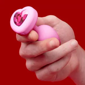 B-vibe Vibrating Heart Shaped Jewel Anal Plug S/M - Pink