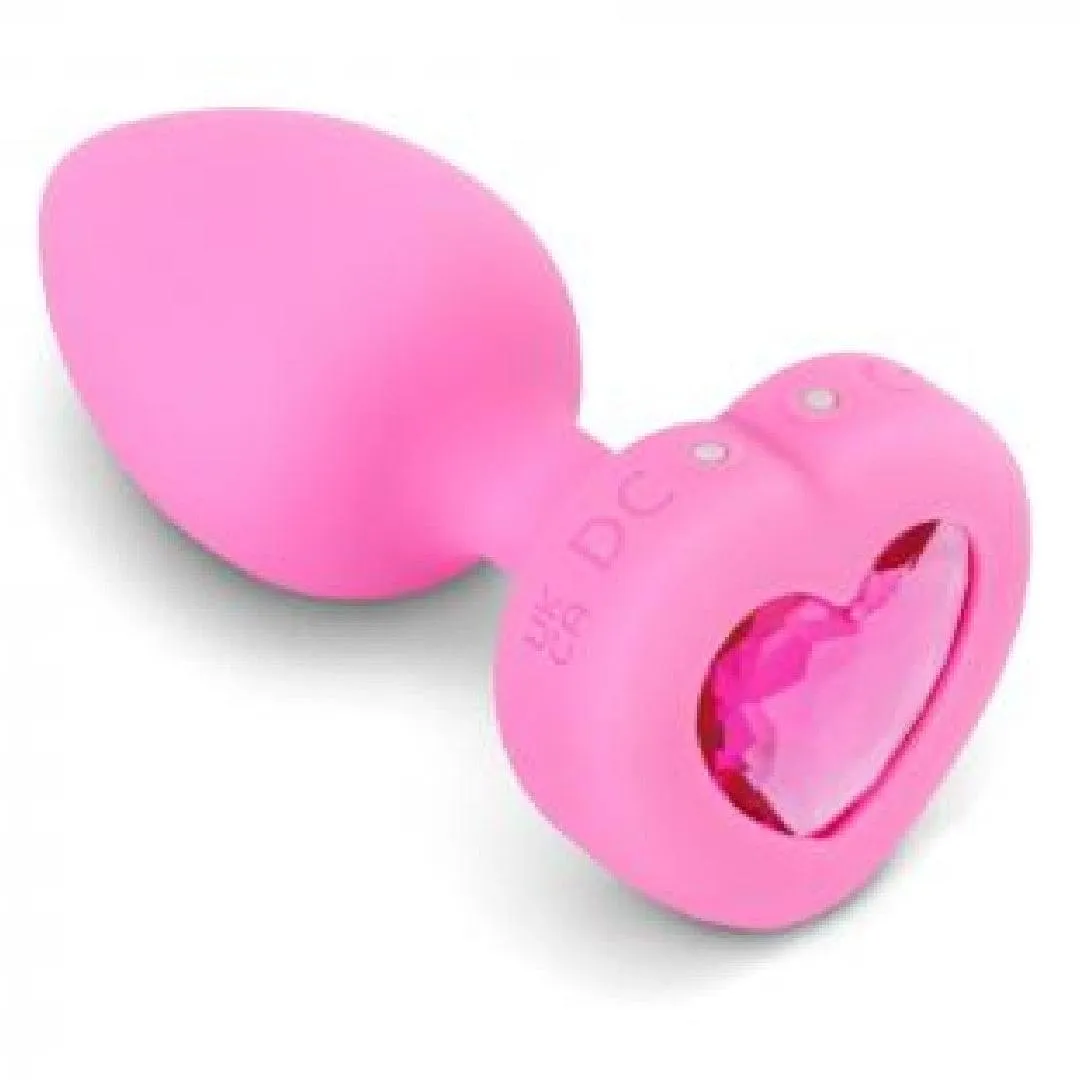 B-vibe Vibrating Heart Shaped Jewel Anal Plug S/M - Pink