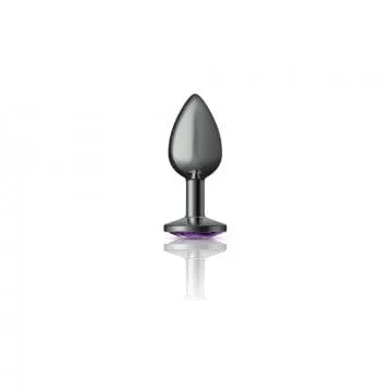 Cheeky Charms Gunmetal Grey Purple Gem Butt Plug