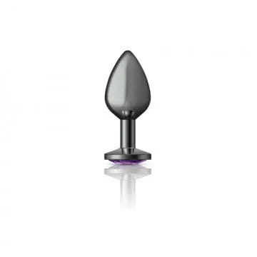 Cheeky Charms Gunmetal Grey Purple Gem Butt Plug