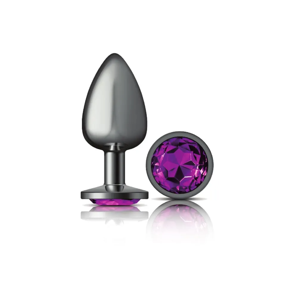 Cheeky Charms Gunmetal Grey Purple Gem Butt Plug