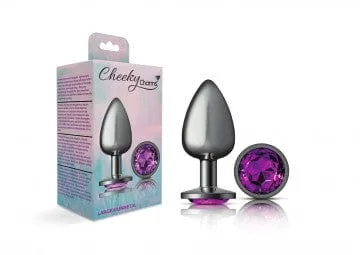 Cheeky Charms Gunmetal Grey Purple Gem Butt Plug