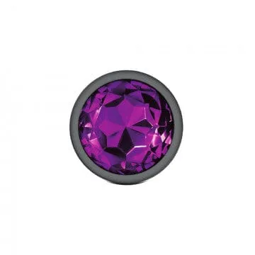 Cheeky Charms Gunmetal Grey Purple Gem Butt Plug