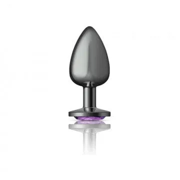 Cheeky Charms Gunmetal Grey Purple Gem Butt Plug