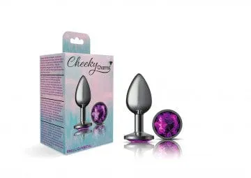 Cheeky Charms Gunmetal Grey Purple Gem Butt Plug