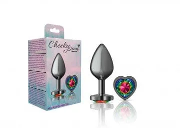 Cheeky Charms Gunmetal Grey Rainbow Heart Gem Butt Plug