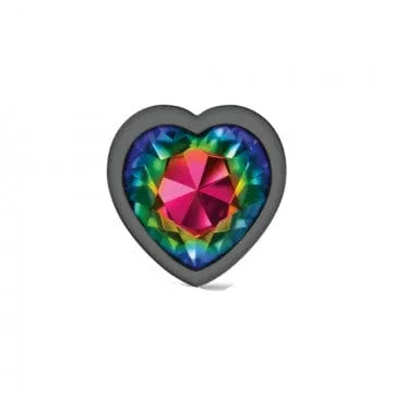 Cheeky Charms Gunmetal Grey Rainbow Heart Gem Butt Plug