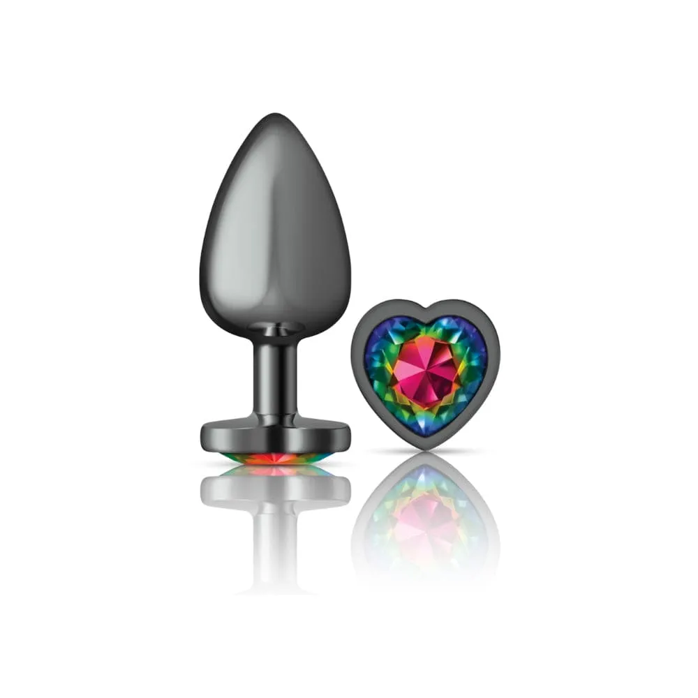 Cheeky Charms Gunmetal Grey Rainbow Heart Gem Butt Plug