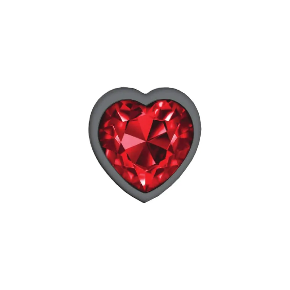 Cheeky Charms Gunmetal Grey Red Heart Gem Butt Plug