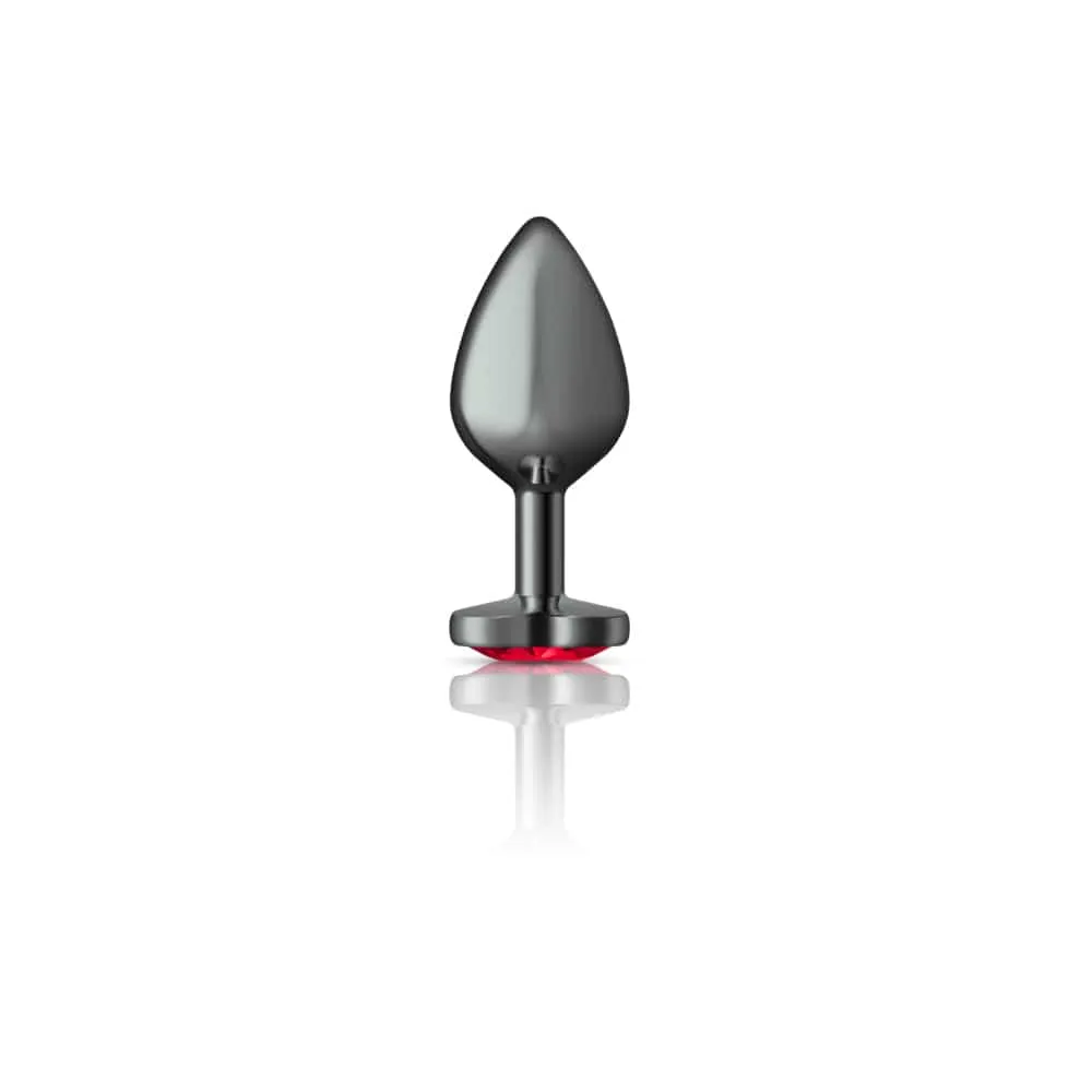 Cheeky Charms Gunmetal Grey Red Heart Gem Butt Plug