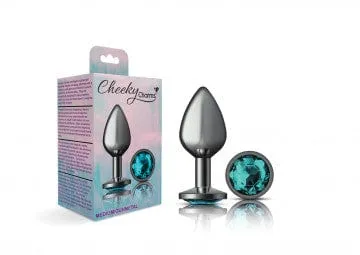 Cheeky Charms Gunmetal Grey Teal Gem Butt Plug