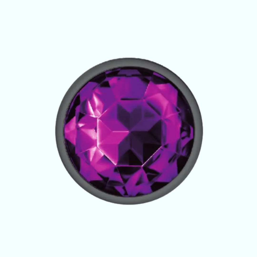 Cheeky Charms Gunmetal Small Metal Butt Plug - Round- Shaped Deep Purple
