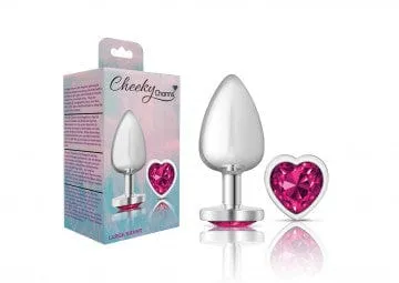 Cheeky Charms Silver Metal Pink Heart Gem Butt Plug