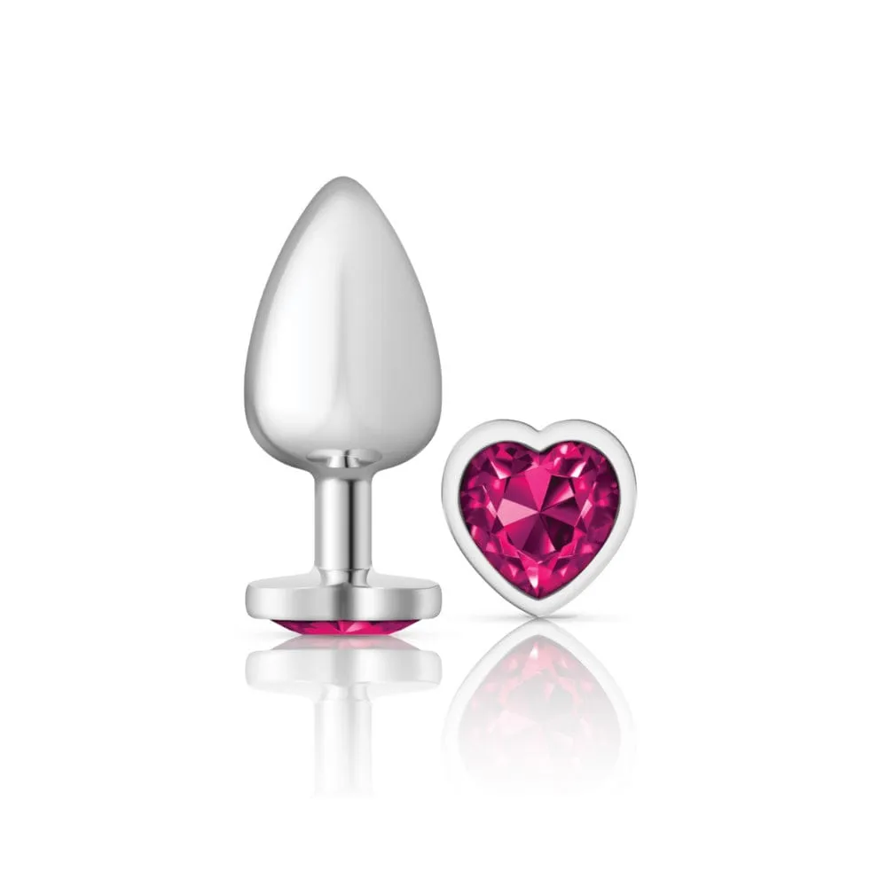 Cheeky Charms Silver Metal Pink Heart Gem Butt Plug