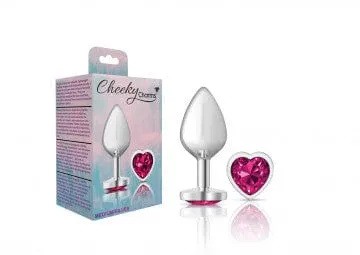 Cheeky Charms Silver Metal Pink Heart Gem Butt Plug