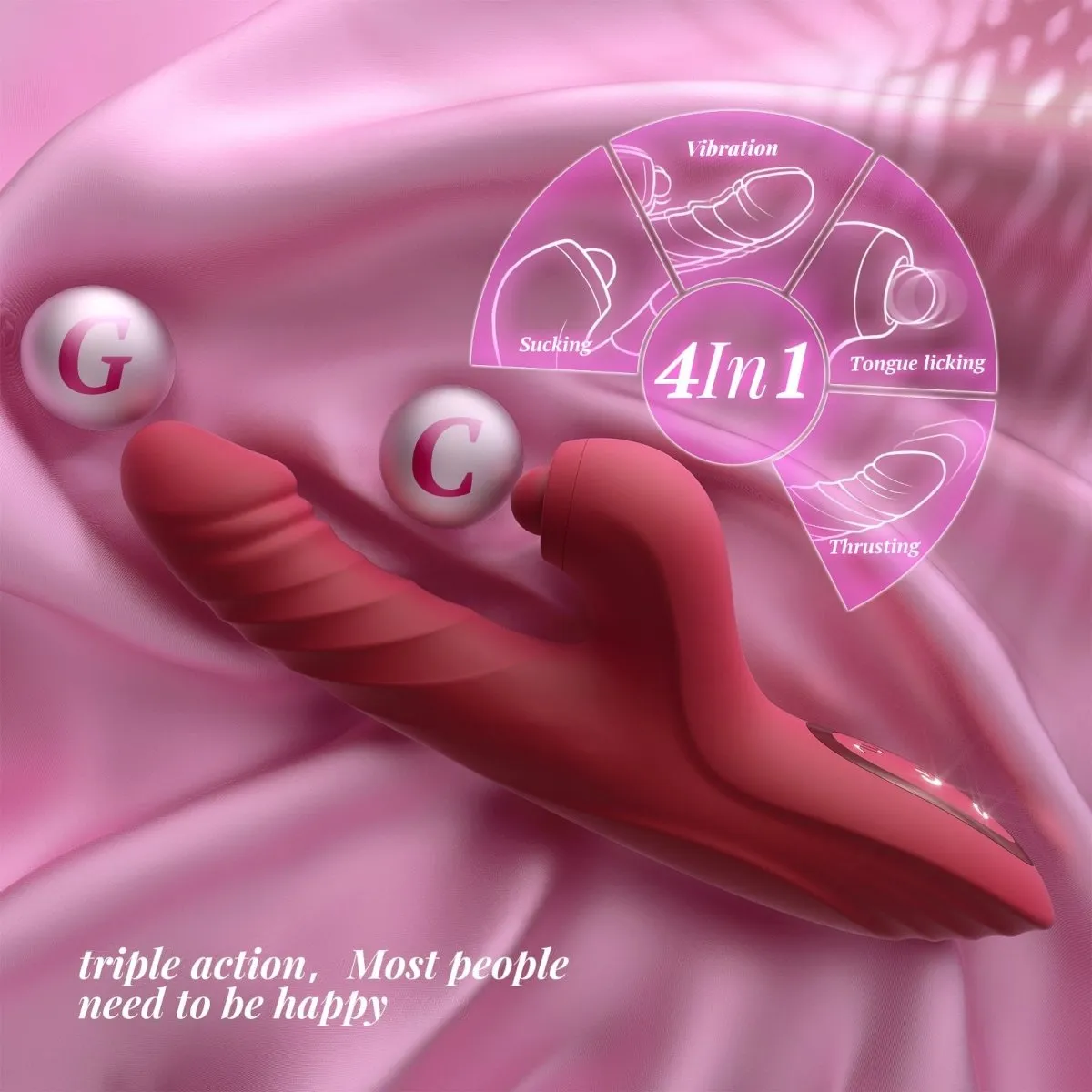 CHERLY|4 in 1 G Spot Thrusting & Tapping Vibrator Clitoral Stimulator