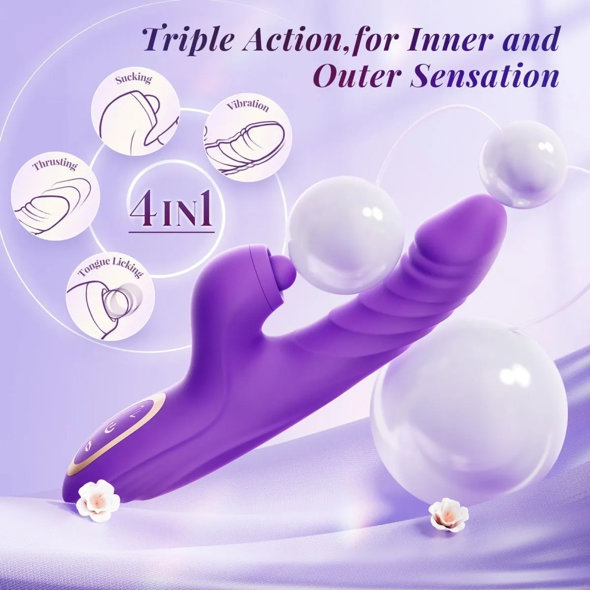 CHERLY|4 in 1 G Spot Thrusting & Tapping Vibrator Clitoral Stimulator