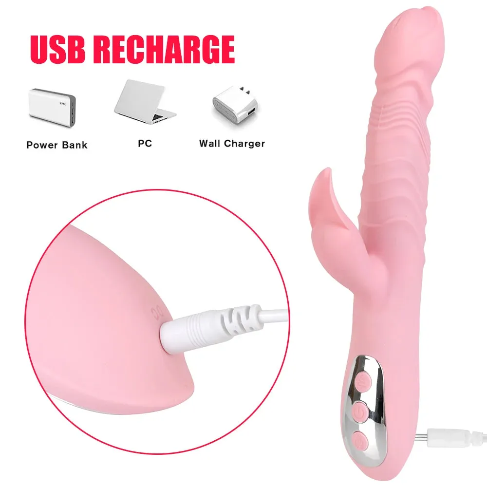 Clit Clamps Thursting Vibrator - Realistic Dildo Heat Sex Toys for Women