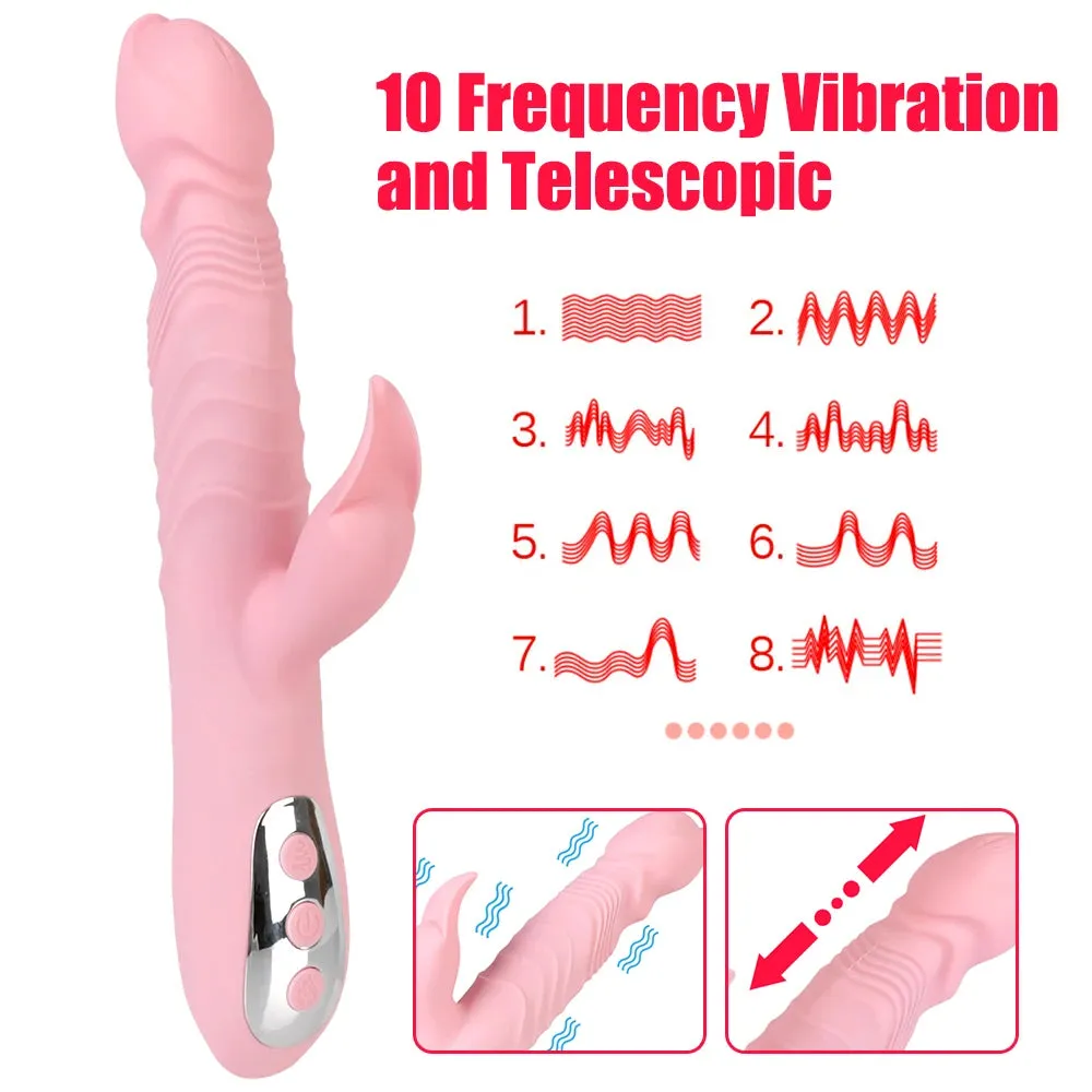 Clit Clamps Thursting Vibrator - Realistic Dildo Heat Sex Toys for Women