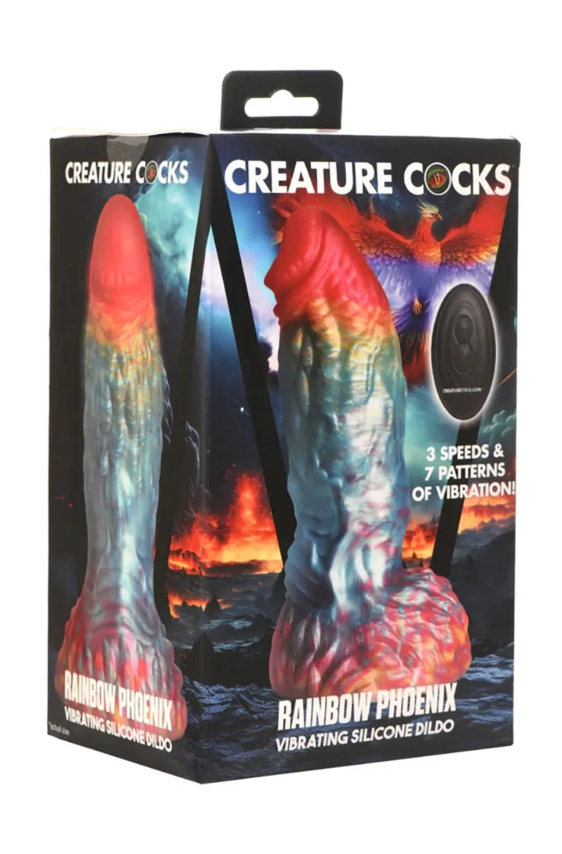 Creature Cocks Rainbow Phoenix Vibrating Silicone Dildo