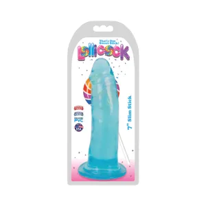 Curve Toys Lollicock Slim Stick 7 in. Dildo with Suction Cup Berry Ice