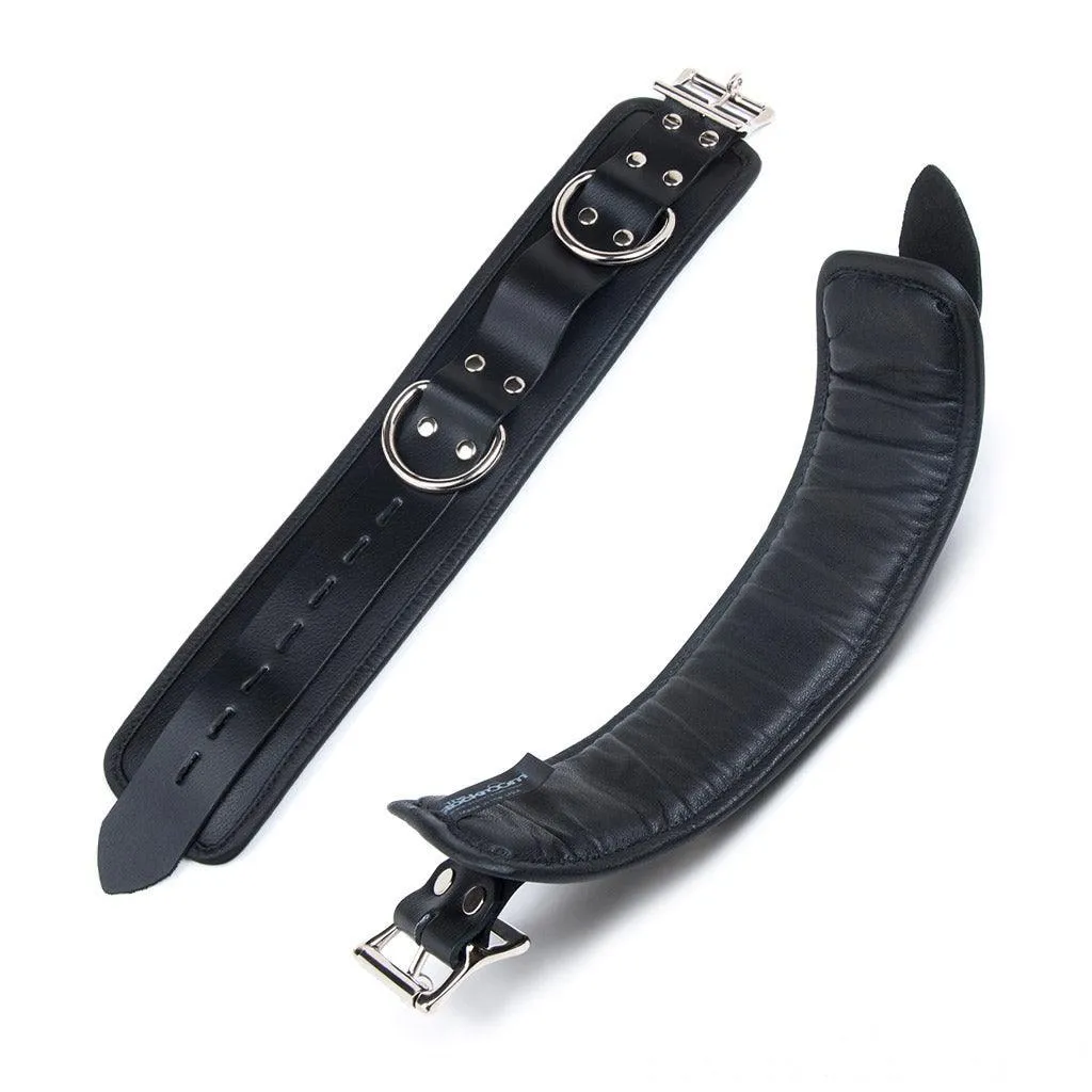Deluxe Padded Leather Wrist Restraints w/ D Rings. Black
