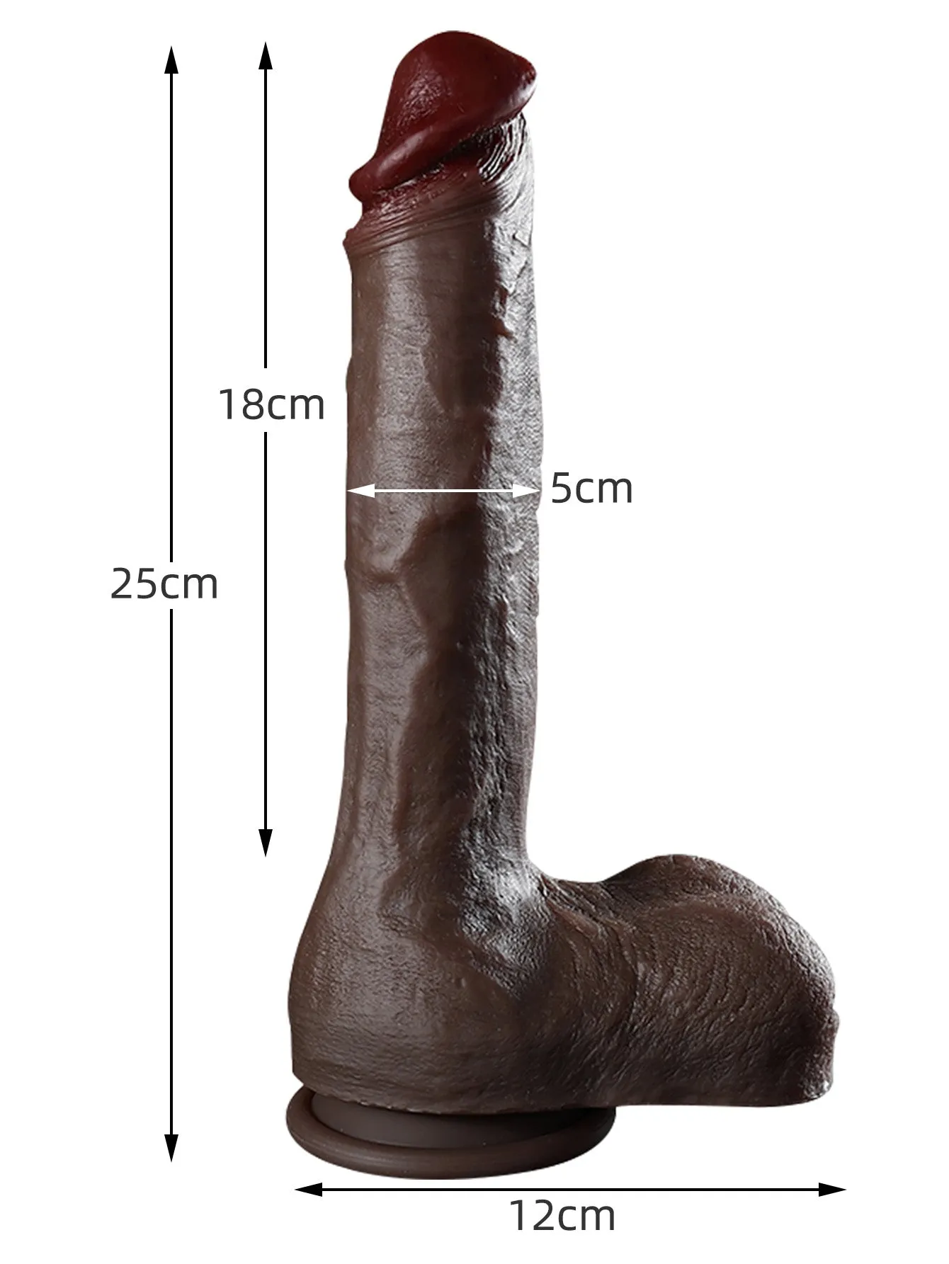 Ebony Dildo Anal Butt Plug - 10-inch Big Testicle Silicone Suction Cup Sex Toy for Women