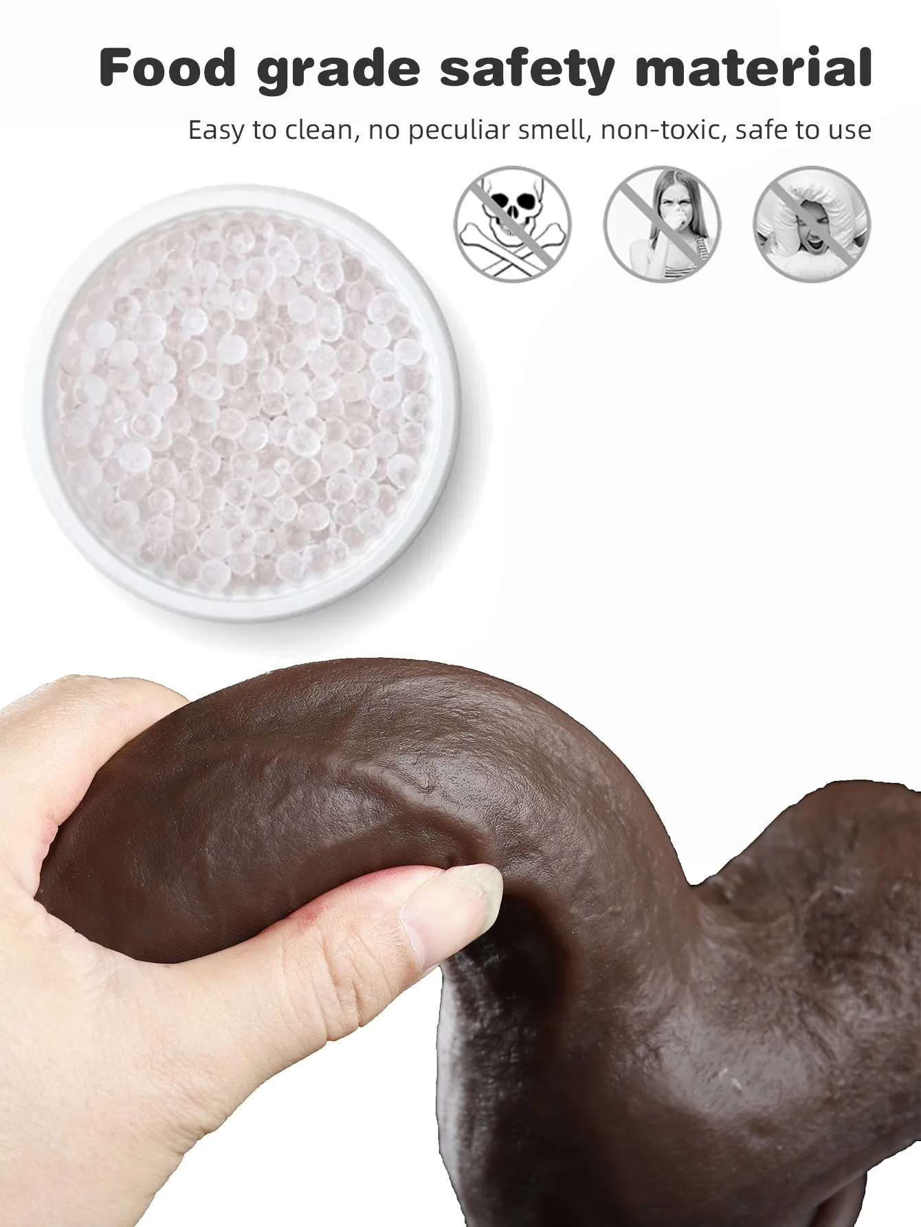 Ebony Dildo Anal Butt Plug - 10-inch Big Testicle Silicone Suction Cup Sex Toy for Women