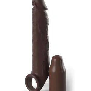Fantasy 7 Inch Silicone Penis Extension with Ball Strap - Chocolate