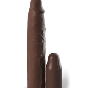 Fantasy 9 Inch Silicone Penis Extension with 3 inch Plug - Chocolate
