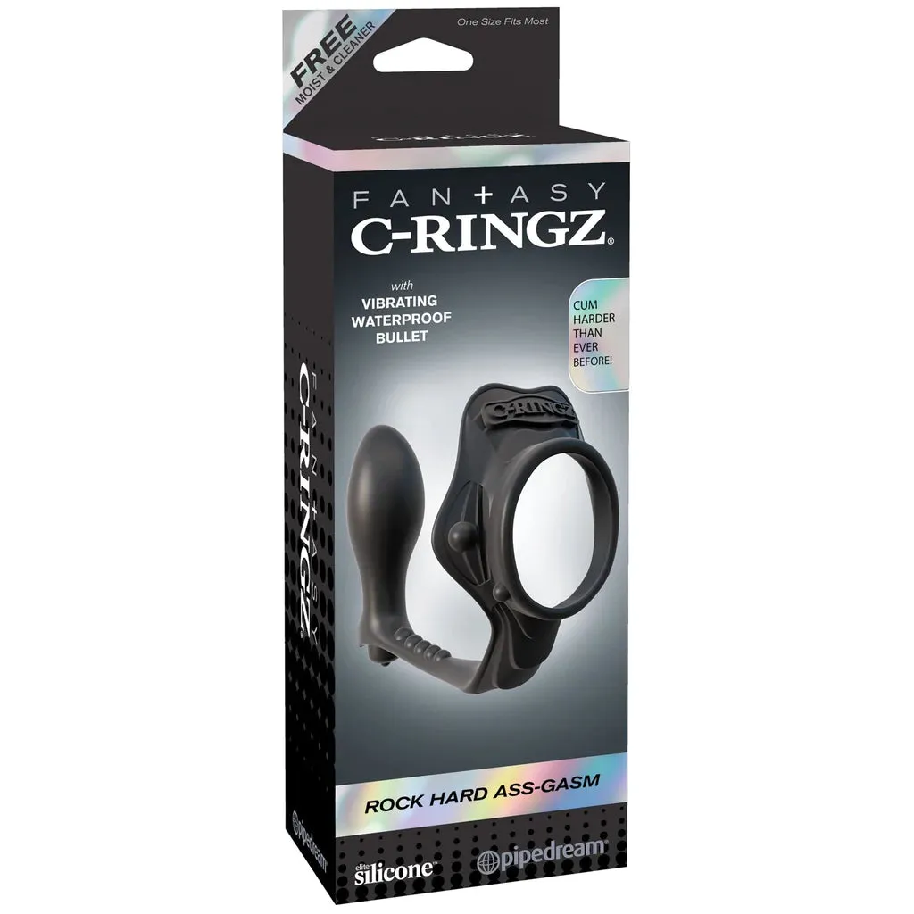 Fantasy C Ringz Rock Hard Ass Gasm Cock Ring with Anal Plug Black