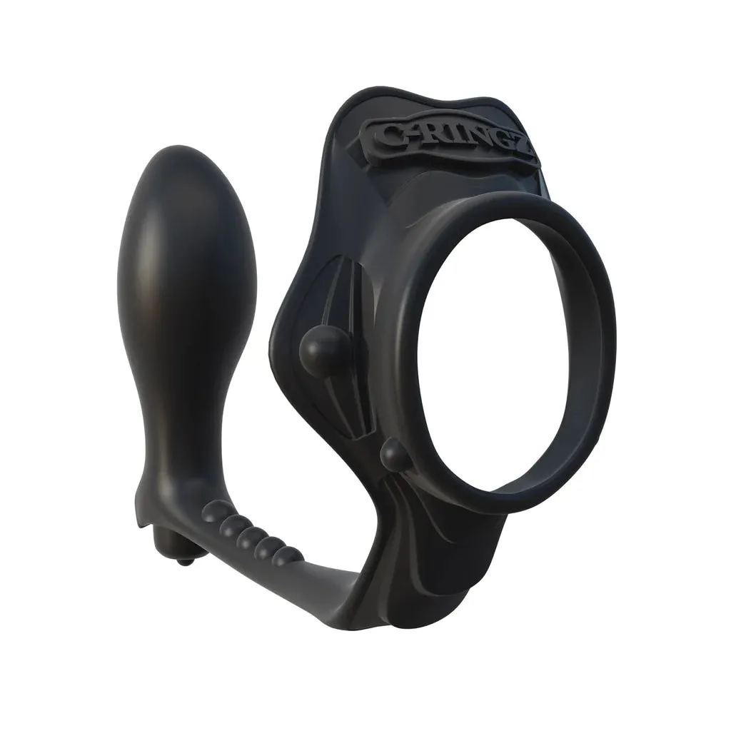 Fantasy C Ringz Rock Hard Ass Gasm Cock Ring with Anal Plug Black
