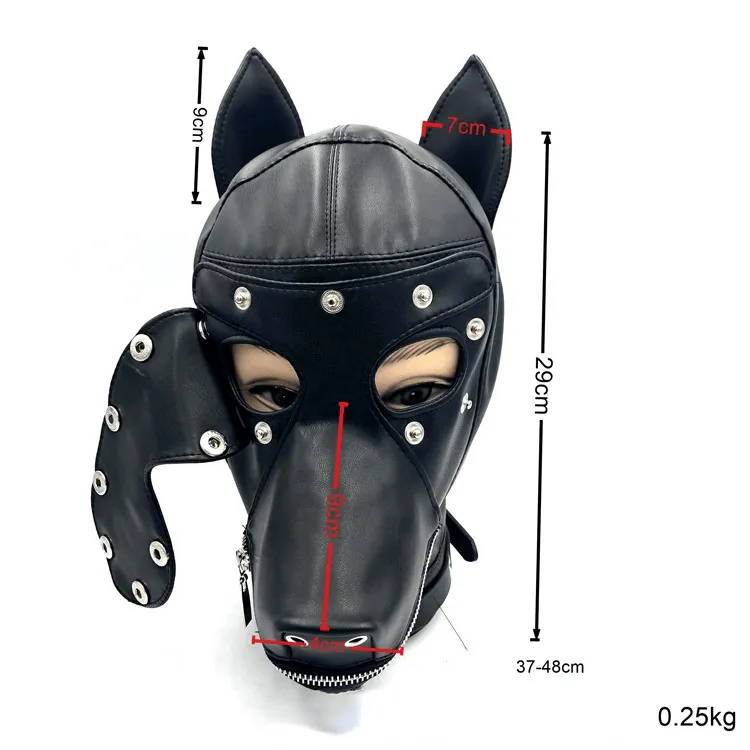 Fetish Fantasy Faux Leather Dog Open Eyes Bondage Mask