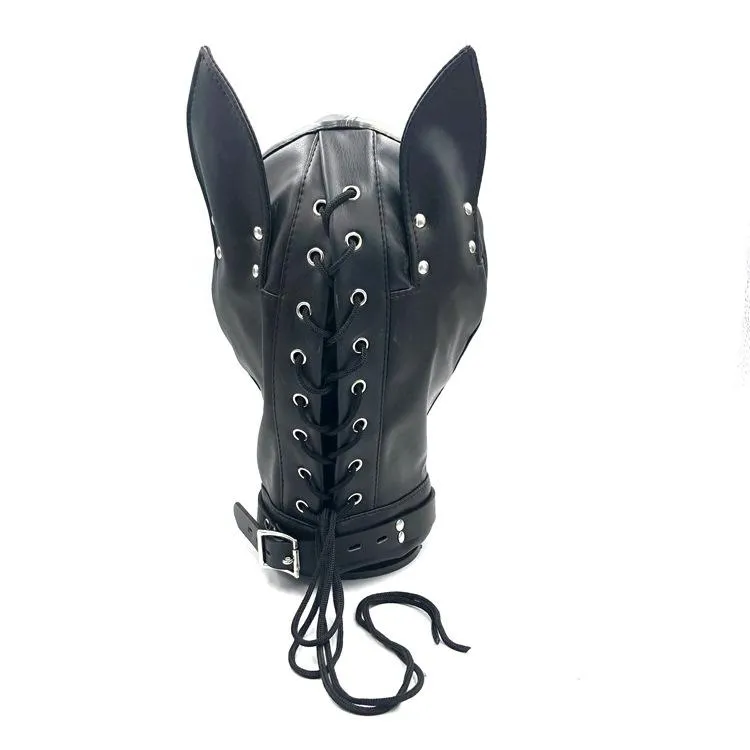 Fetish Fantasy Faux Leather Dog Open Eyes Bondage Mask