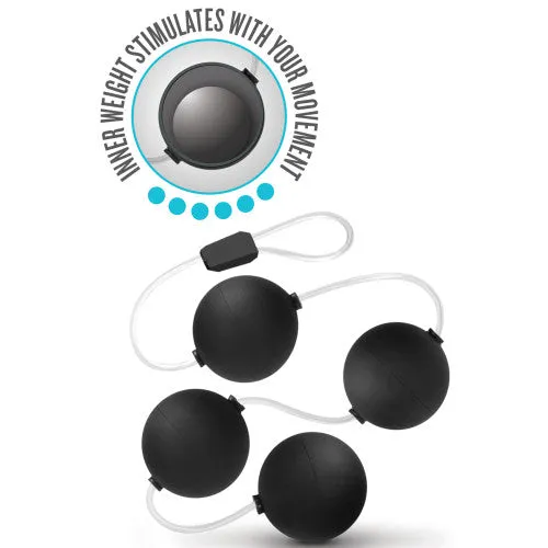 Four black anal balls on a high strength retrieval cord 38 x Ø 3.1 cm
